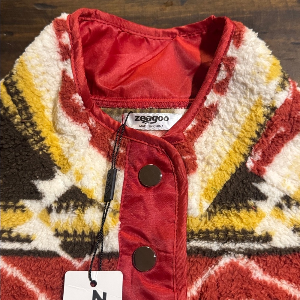 Zeagoo Tribal Pattern Jacket - Red, Yellow, Brown - Picture 7 of 16